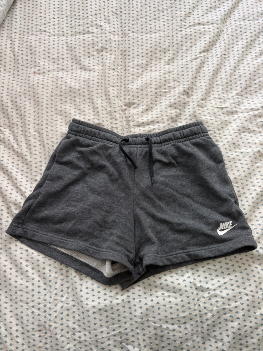 Nike Women's Dark Gray Athletic Fleece Shorts with White Logo
